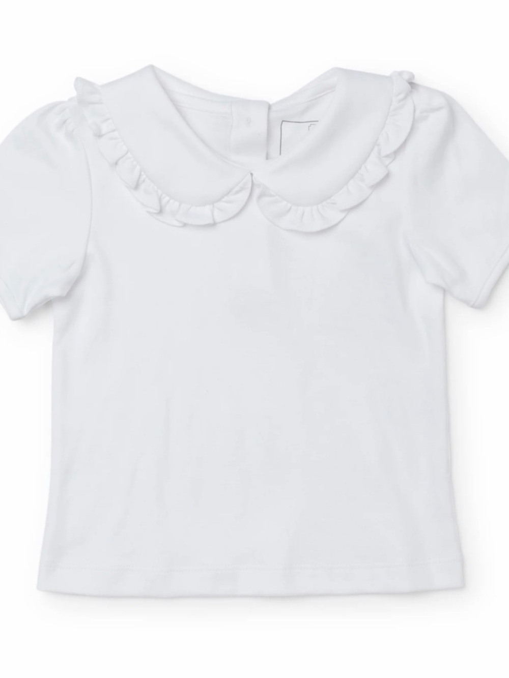 Girls' White Ruffle Peter Pan Collar Short Sleeve Tee